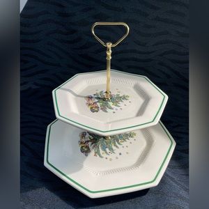 Nikko Vintage Christmas Tree 2 tier dessert or tidbit serving plates.